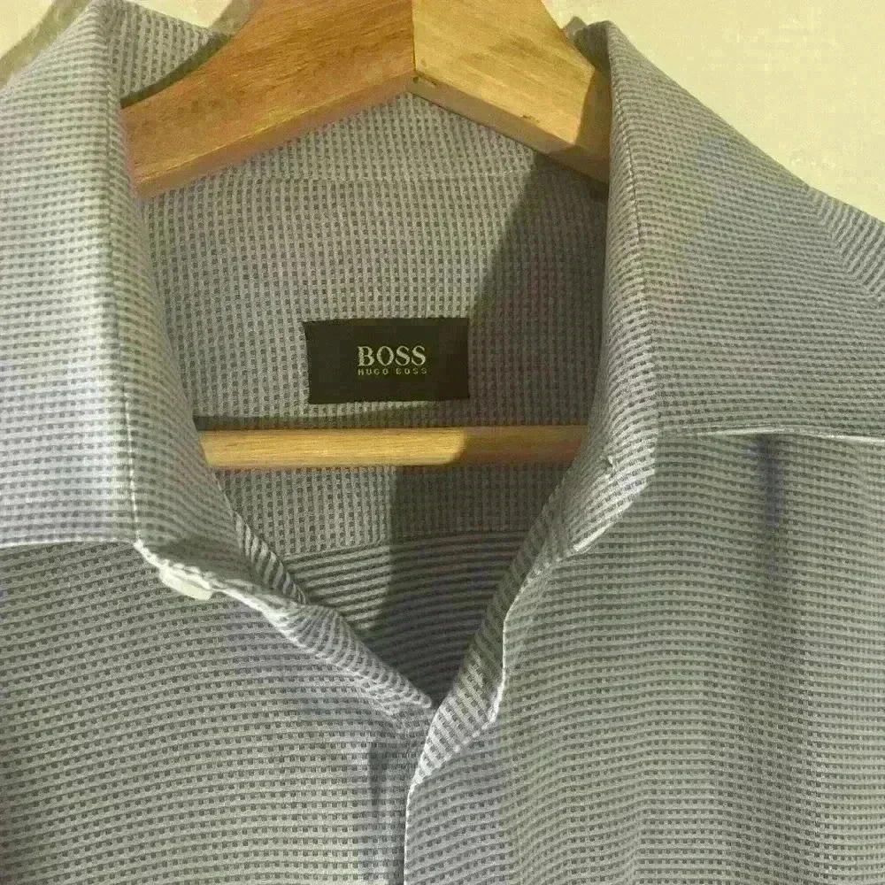 Mens Boss Hugo Boss Blue Checkered Shirt Size 34/35 17 - Picture 4 of 4